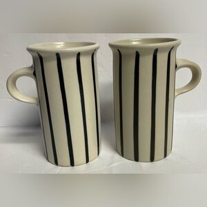 Pair of Knobler Ceramic Striped Slim MCM Irish Coffee Mugs Approx. 9 oz,
